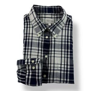GANT Rugger Large Women's White & Blue Check Cotton Button Down Shirt